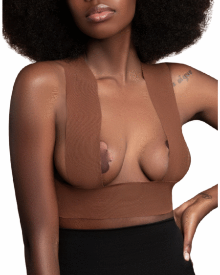 BYE-BRA - KÖRPERBAND 5 M X 6,5 CM + 3 PAAR BRAUNE NIPPELABDECKUNGEN