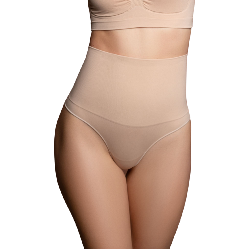 BYE-BRA - NAHTLOSER GÜRTEL STIL TANGA BEIGE GRÖSSE L – Bild 2