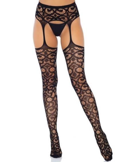 LEG AVENUE - SCROLL SPITZEN-STRUMPFSTRÜMPFE, EINE GRÖSSE