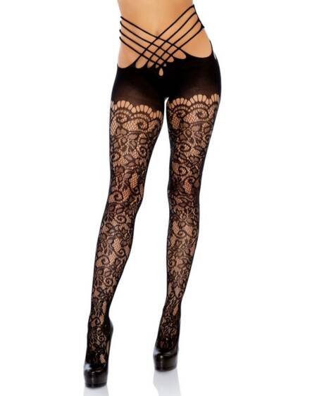 LEG AVENUE - WRAP AROUND CROTHLESS TIGHTS, EINE GRÖSSE