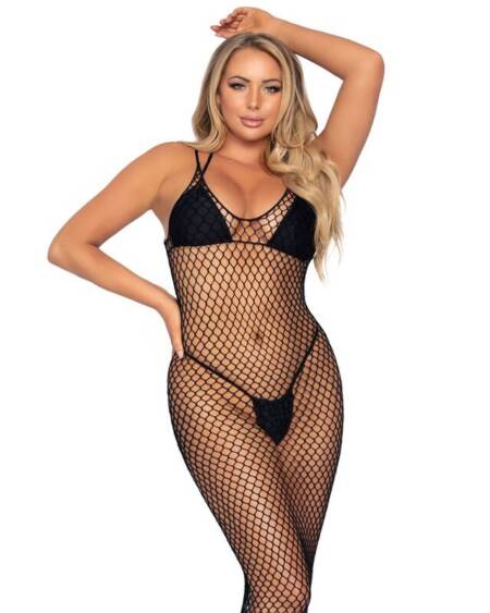 LEG AVENUE - GEWEBTES TWIST-NET-MAXIKLEID, EINE GRÖSSE