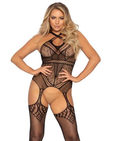 LEG AVENUE - BODYSTOCKING MIT TRGERN, EINE GRÖSSE