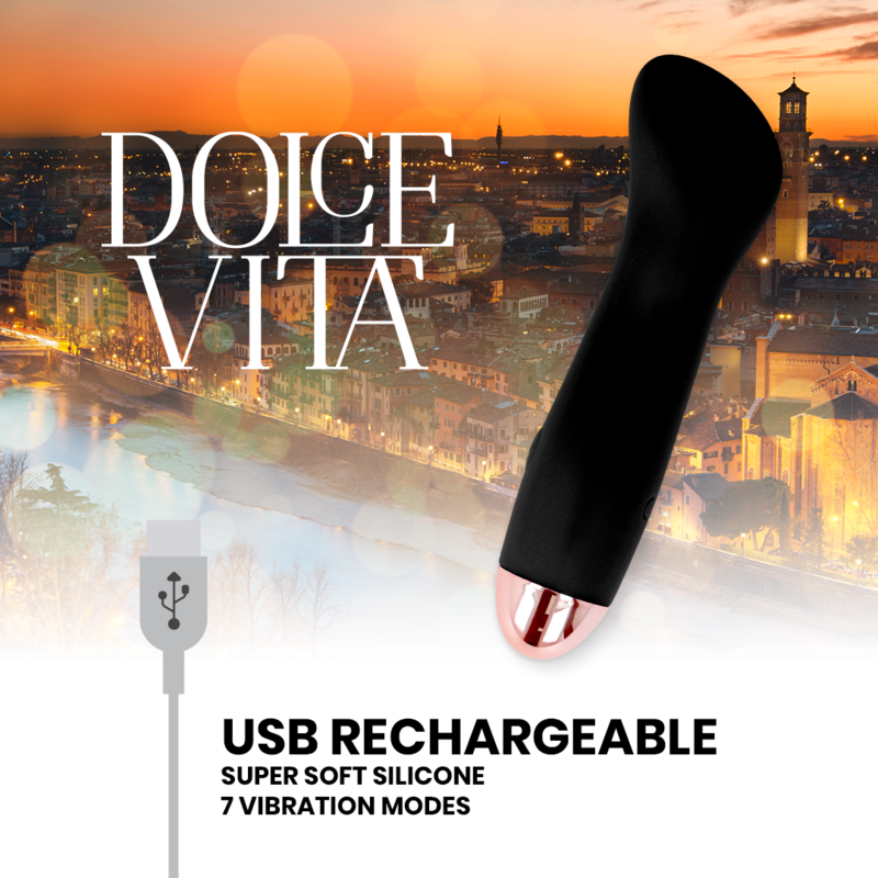DOLCE VITA - AUFLADBARER VIBRATOR EINE SCHWARZE 7-GESCHWINDIGKEIT – Bild 5