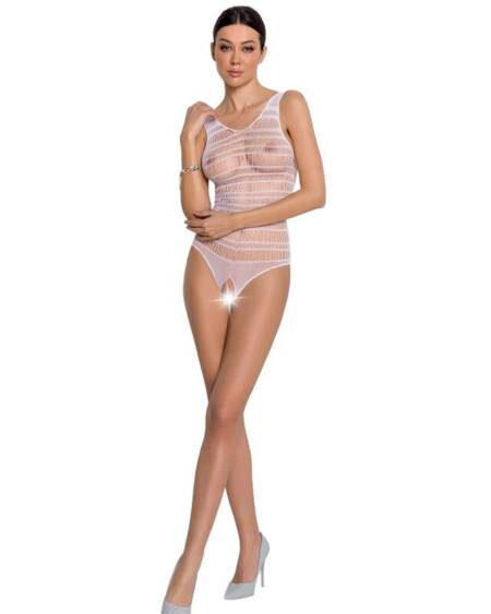 PASSION - WOMAN BS086 WEISSER BODYSTOCKING, EINE GRÖSSE