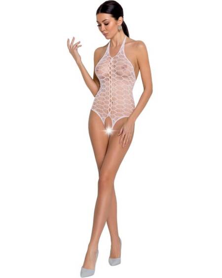 PASSION - WOMAN BS087 WEISSER BODYSTOCKING, EINE GRÖSSE