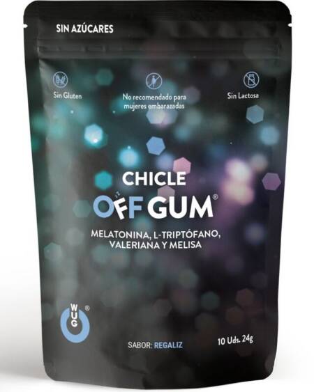 WUG GUM - OFF VALERIAN, TRYPTOPHAN, LEMON BALM AND MELATONIN 10 UNITS