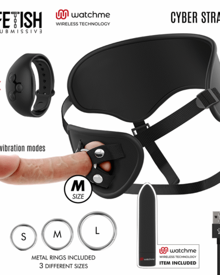 FETISH SUBMISSIVE CYBER STRAP - HARNESS MIT DILDO- UND BULLET-FERNBEDIENUNGS-WATCHME-M-TECHNOLOGIE