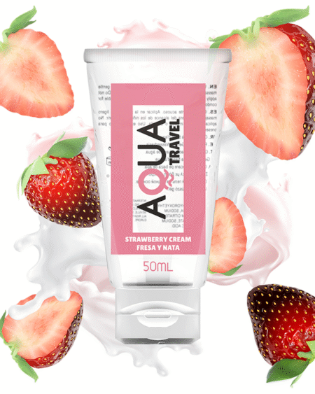 AQUA TRAVEL - SCHMIERMITTEL AUF WASSERBASIS MIT ERDBEER-CREME-GESCHMACK - 50 ML