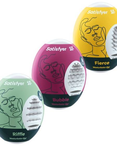 SATISFYER - 3 MASTURBATOR EIER RIFFLE, BUBBLE & FIERCE