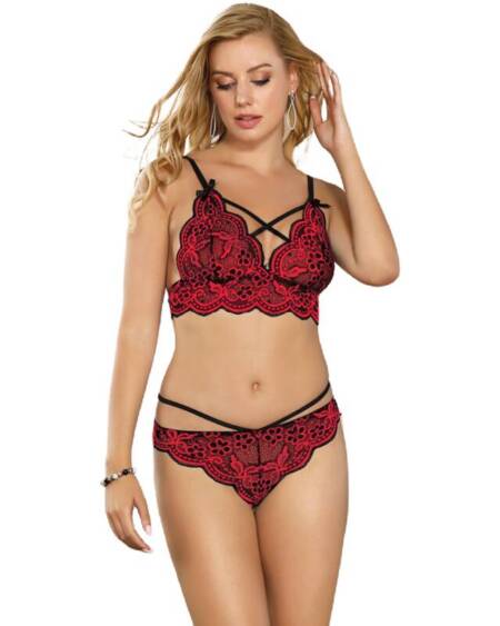 SUBBLIME - SET ZWEITEILIGES SET SPITZENOBERTEIL UND HÖSCHEN L/XL