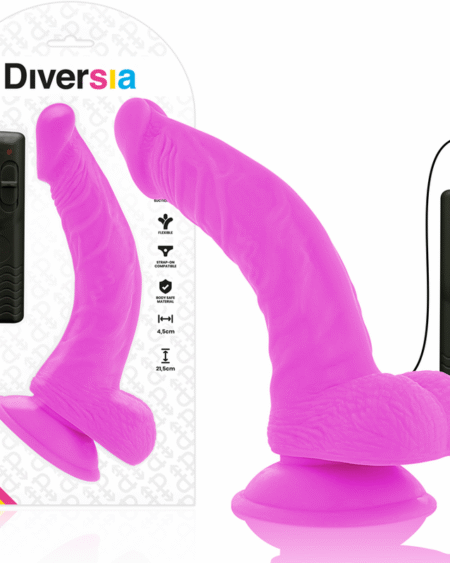 DIVERSIA - FLEXIBLER VIBRIERENDER DILDO LILA 21.5 CM -O- 4.5 CM