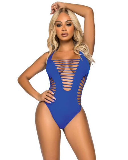 LEG AVENUE - BODY TANGA RACERBACK BLAU