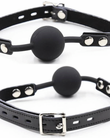 OHMAMA FETISH - SILIKON-BALLGAG MIT LEDERGÜRTEL (VORHÄNGESCHLOSS INKLUSIVE)