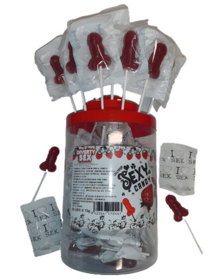 DIABLO PICANTE - 50 PENIS-LUTSCHER MIT ERDBEER- UND KIRSCHBONBONS 50 EINHEITEN