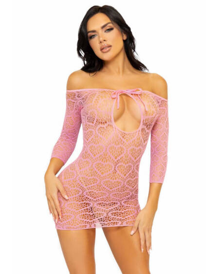 LEG AVENUE - HEART NET MINIKLEID EINE GRÖSSE - ROSA