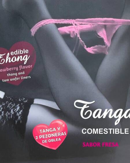 HOTFLOWERS - MÄDCHEN-Tanga aus Waffelmuster und 2 Nippelpolster mit Erdbeergeschmack /es/pt/en/fr/it/