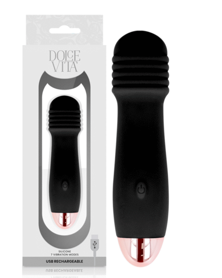 DOLCE VITA - AUFLADBARER VIBRATOR DREI SCHWARZ 7 GESCHWINDIGKEIT