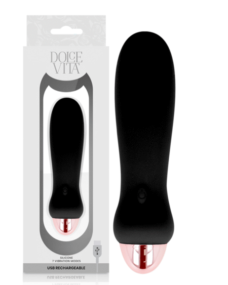 DOLCE VITA - AUFLADBARER VIBRATOR FÜNF SCHWARZ 7 GESCHWINDIGKEITEN