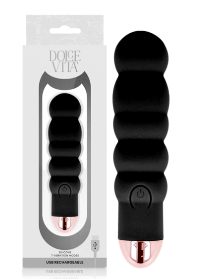 DOLCE VITA - AUFLADBARER VIBRATOR SECHS SCHWARZ 7 GESCHWINDIGKEITEN