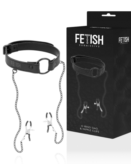FETISH SUBMISSIVE - KNEBELRING MIT NIPPELKLEMMEN