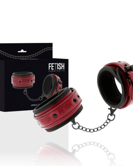 FETISH SUBMISSIVE DARK ROOM - KNÖCHELHANDSCHELLEN AUS VEGANEM LEDER MIT NEOPRENFUTTER