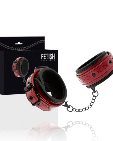 FETISH SUBMISSIVE DARK ROOM - HANDSCHELLEN AUS VEGANEM LEDER MIT NEOPRENFUTTER