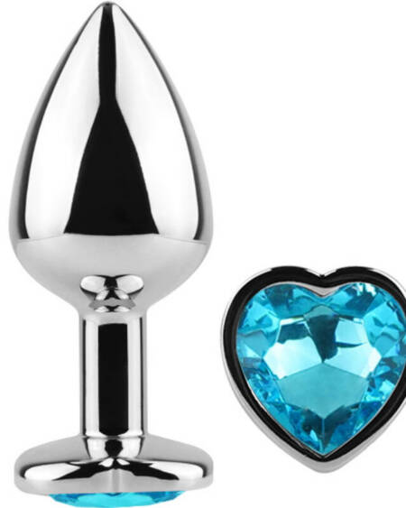 SECRETPLAY - BUTT PLUG AUS METALL, BLAUES HERZ, KLEINE GRÖSSE 7 CM