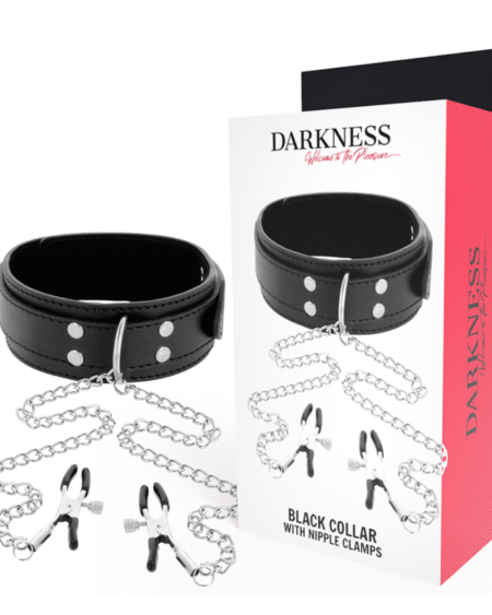 DARKNESS - HALSBAND MIT NIPPELKLAMMERN SCHWARZ