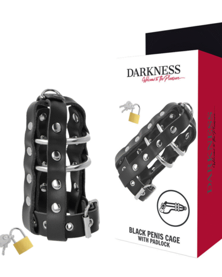 DARKNESS - KEUSCHHEITSKFIG AUS LEDER MIT SCHLOSS