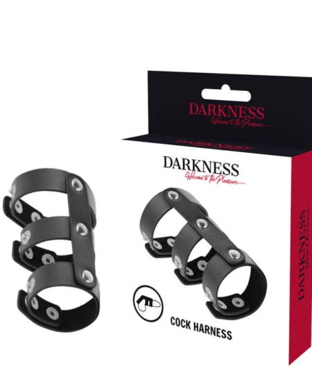 DARKNESS - VERSTELLBARER DOPPEL-PENIS- UND HODENRING AUS LEDER