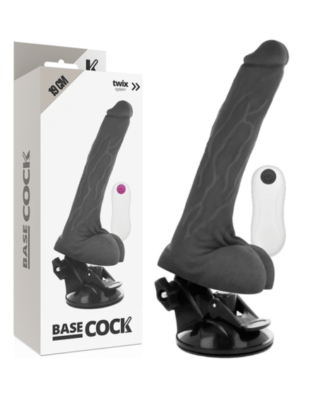 BASECOCK - REALISTISCHER VIBRATOR MIT FERNBEDIENUNG SCHWARZ 19 CM -O- 4 CM