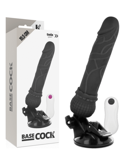 BASECOCK - REALISTISCHER VIBRATOR MIT FERNBEDIENUNG SCHWARZ 19.5 CM -O- 4 CM