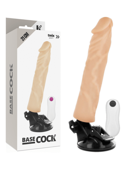 BASECOCK - REALISTISCHER VIBRATOR MIT FERNBEDIENUNG NATURWEISS 21 CM -O- 4 CM