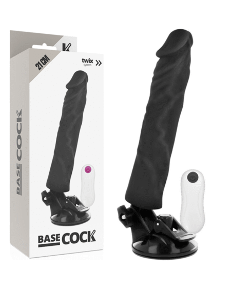 BASECOCK - REALISTISCHER VIBRATOR MIT FERNBEDIENUNG SCHWARZ 21 CM -O- 4 CM