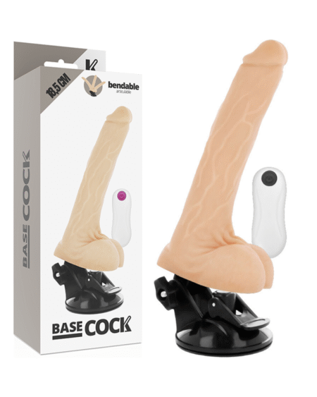 BASECOCK - ARTIKULIERBARER VIBRATOR NATÜRLICH FERNBEDIENUNG 18.5 CM -O- 4 CM