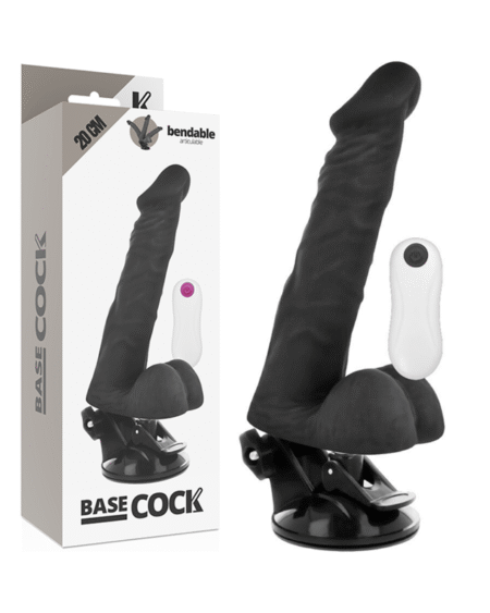 BASECOCK - ARTIKULIERBARER VIBRATOR MIT FERNBEDIENUNG SCHWARZ 20 CM -O- 4.5 CM