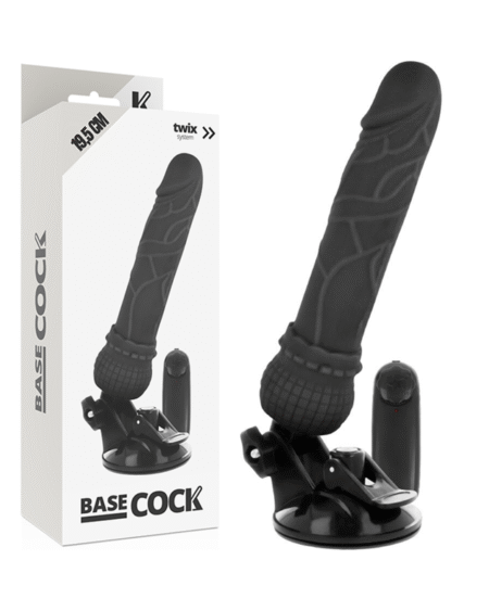 BASECOCK - REALISTISCHER VIBRATOR MIT FERNBEDIENUNG SCHWARZ 19.5 CM -O- 4 CM