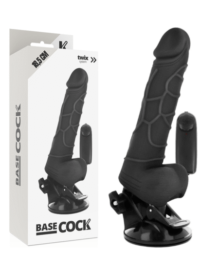 BASECOCK - REALISTISCHER VIBRATOR MIT FERNBEDIENUNG SCHWARZ 18.5 CM -O- 4CM