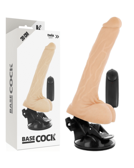 BASECOCK - REALISTISCHER VIBRATOR MIT FERNBEDIENUNG MIT HODEN 20 CM -O- 4 CM