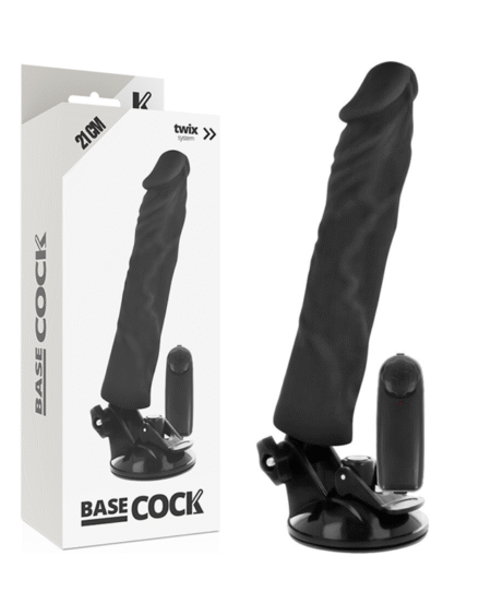 BASECOCK - REALISTISCHER VIBRATOR MIT FERNBEDIENUNG SCHWARZ 21 CM -O- 4 CM
