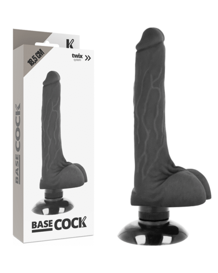 BASECOCK - REALISTISCHER VIBRATOR 2-1 SCHWARZ 18.5 CM -O- 4 CM