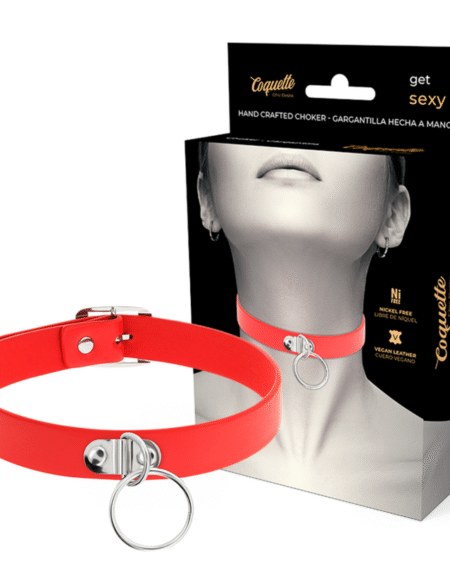 COQUETTE CHIC DESIRE - ROTE HALSKETTE AUS VEGANEM LEDER FETISCH-ACCESSOIRE FÜR FRAUEN