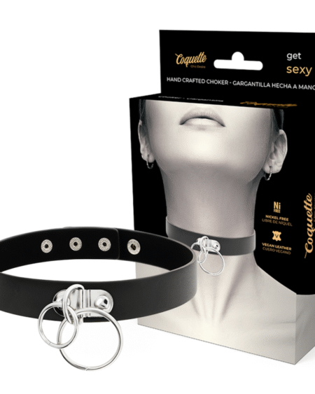 COQUETTE CHIC DESIRE - DOPPELRING-HALSBAND AUS VEGANEM LEDER