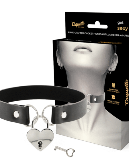 COQUETTE CHIC DESIRE - VEGANE LEDER-HALSKETTE MIT HERZ-ACCESSOIRE MIT SCHLÜSSEL