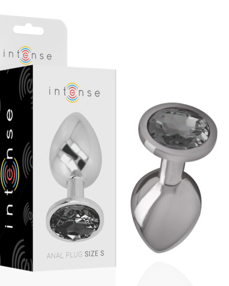 INTENSE - ANALPLUG AUS ALUMINIUMMETALL MIT SCHWARZEM KRISTALL, GRÖSSE S