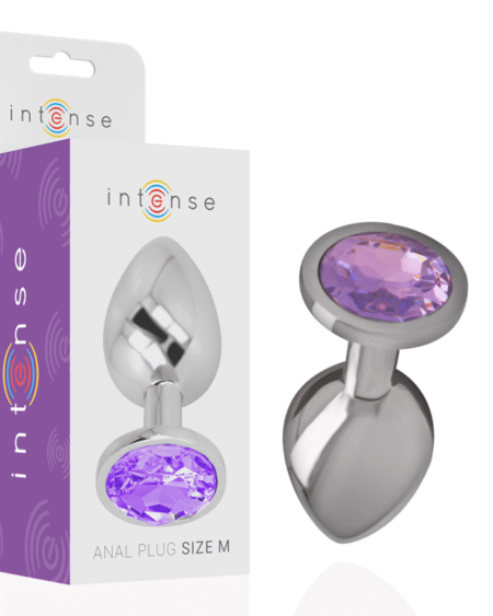 INTENSE - ANALPLUG AUS ALUMINIUMMETALL MIT VIOLETTEM KRISTALL, GRÖSSE M