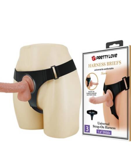 PRETTY LOVE - HARNESS-HOSE UNIVERSAL-HARNESS MIT DILDO KEVIN 19 CM NATURAL