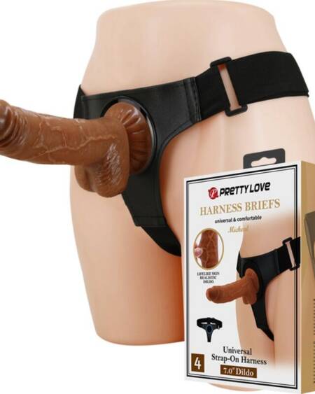 PRETTY LOVE - HARNESS-HOSE UNIVERSAL-HARNESS MIT DILDO MICHEAL 20 CM SCHWARZ