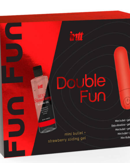INTT RELEASES - DOPPELTER SPASS-KIT MIT VIBRIERENDER KUGEL UND ERDBEER-MASSAGEGEL