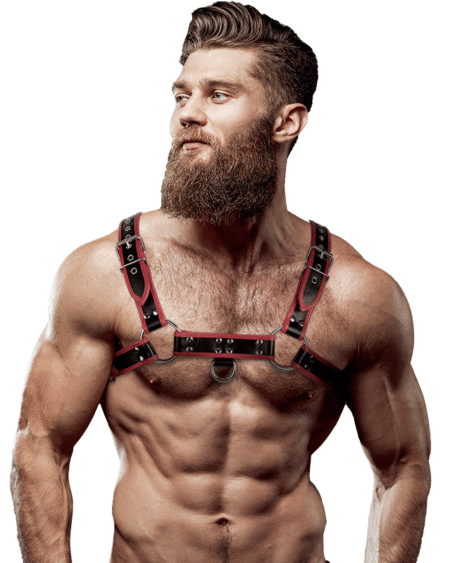 FETISH SUBMISSIVE ATTITUDE - BRUSTHARNESS AUS ÖKOLEDER FÜR HERREN SCHWARZ/ROT